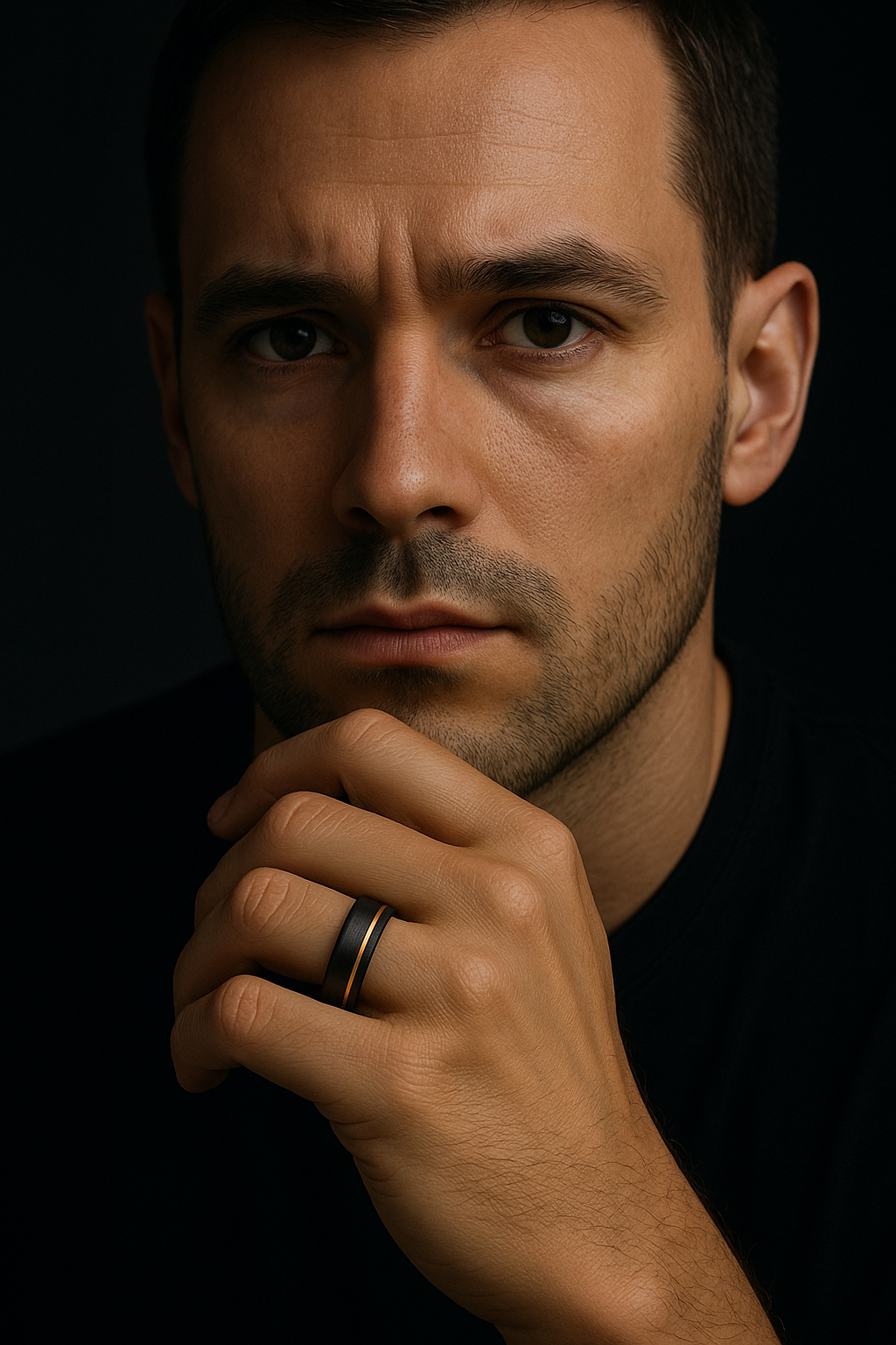 brushed black tungsten men's wedding band engravable